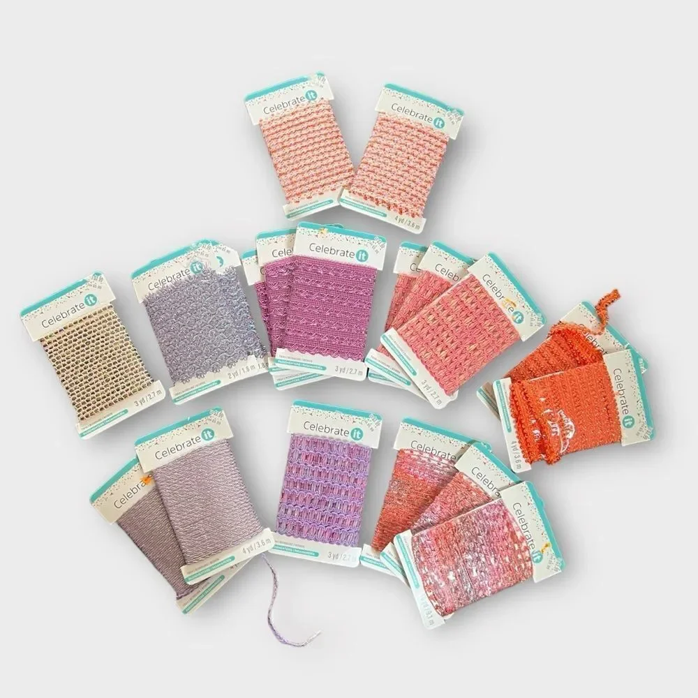 Celebrate It! Craft Ribbon Trim, NWB, 19 Pack Bundle